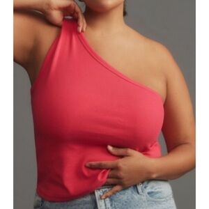 NEW ANTHROPOLOGIE PILCRO Ribbed One-Shoulder Top in Coral
